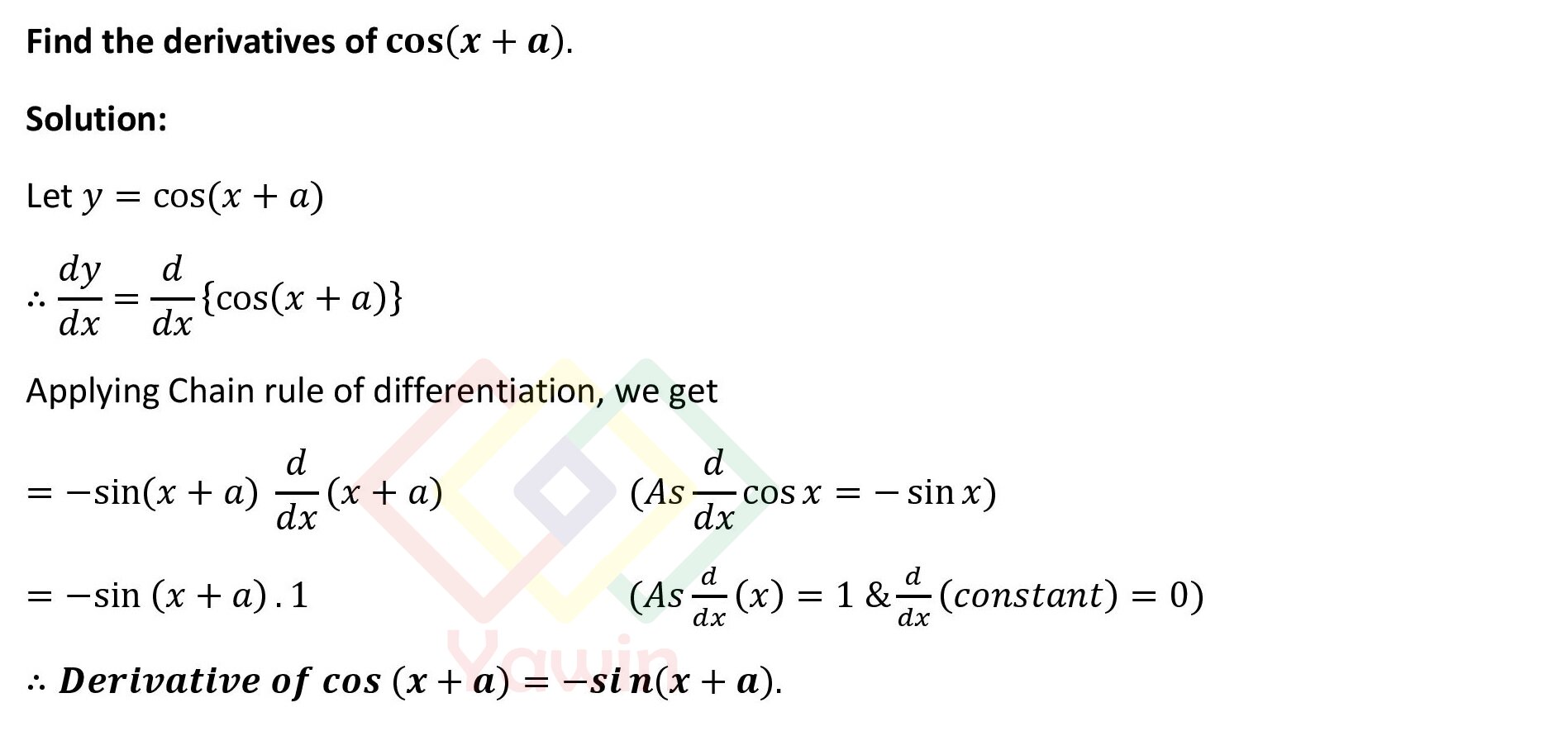 Find The Derivatives Of Cos X A Yawin