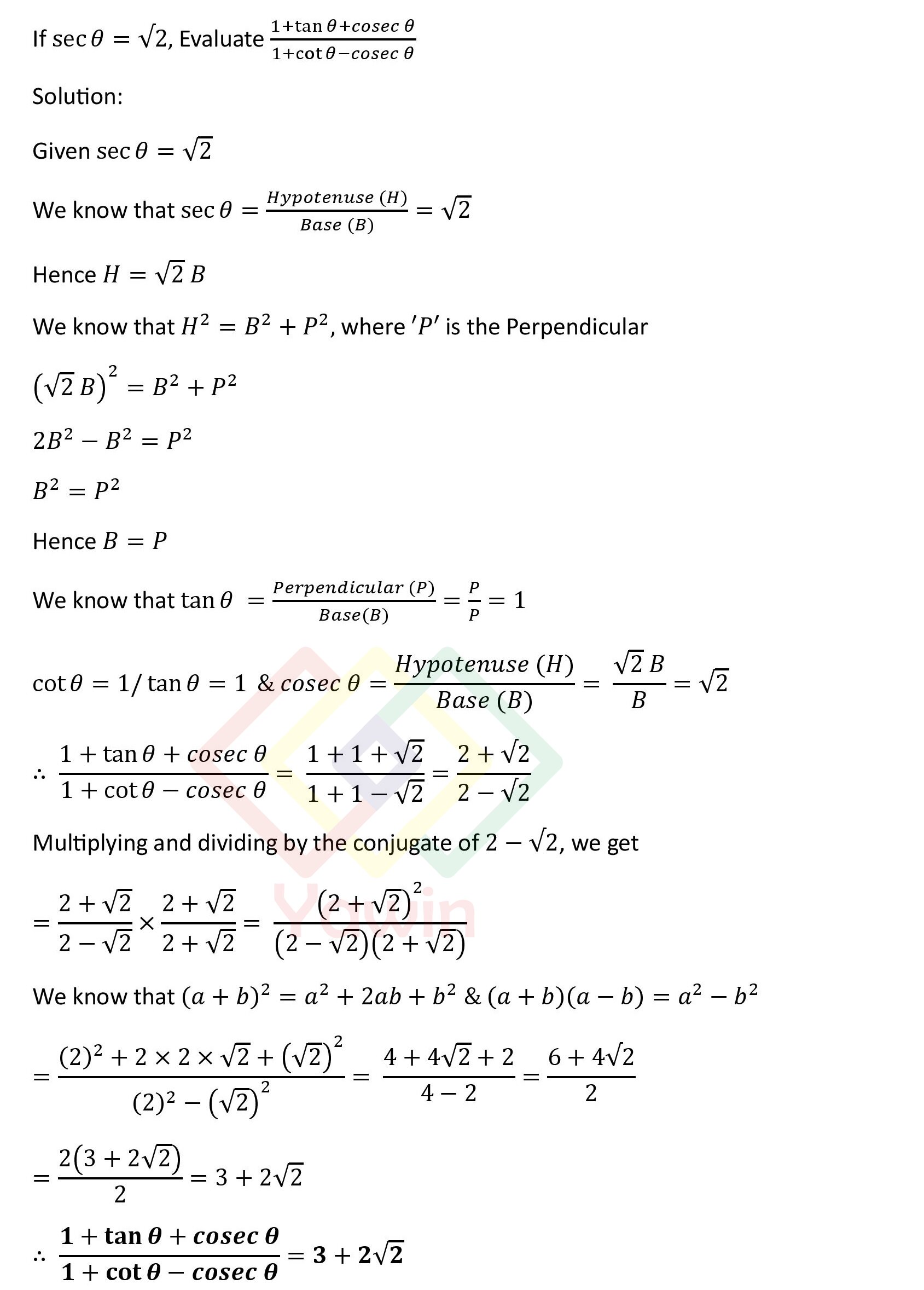 If Sec Theta Sqrt 2 Evaluate 1 Tan Theta Cosec Theta 1 Cot