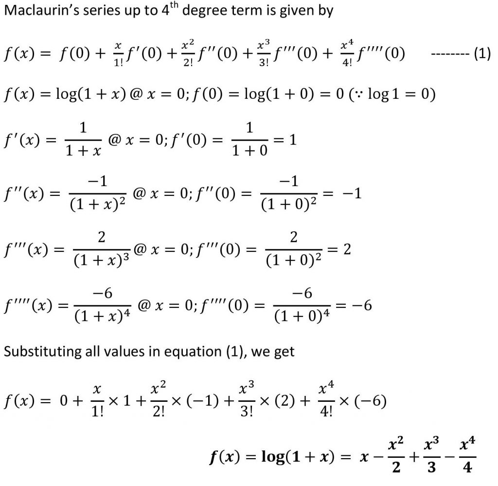 Obtain the Maclaurin’s expansion of the function log(1+x) up to 4th ...