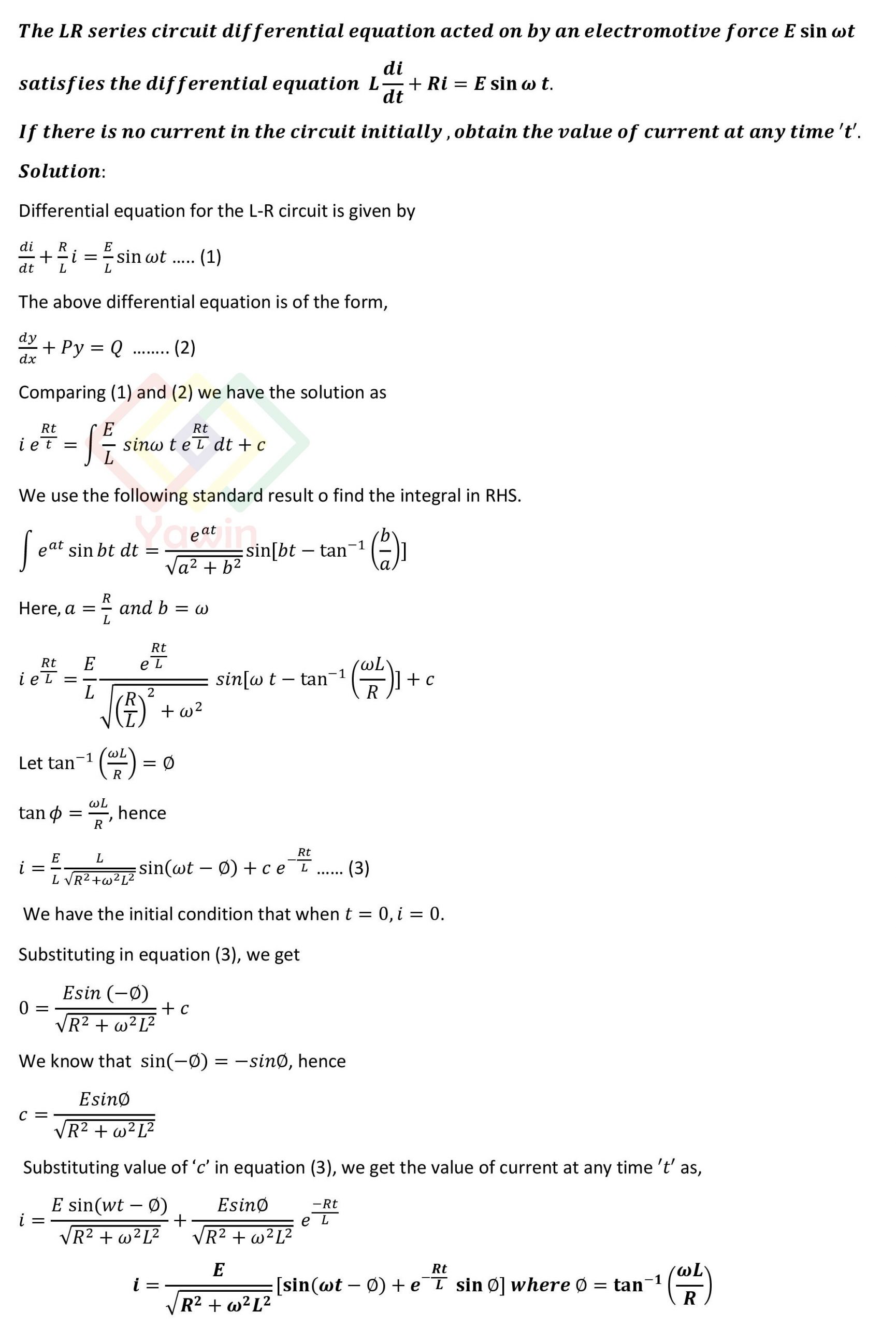 The L-R series circuit differential equation acted on by an ...