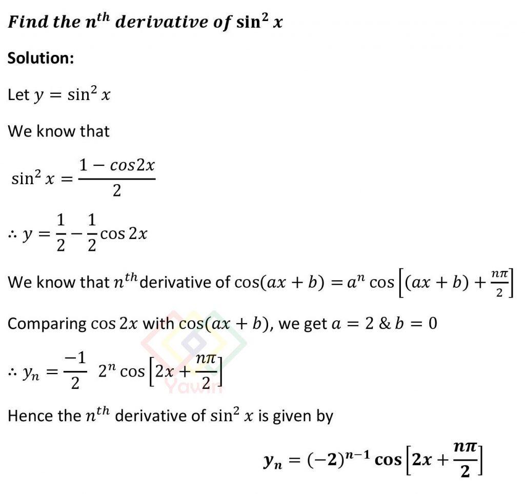 Find The Nth Derivative Of Sin2x Yawin 4180