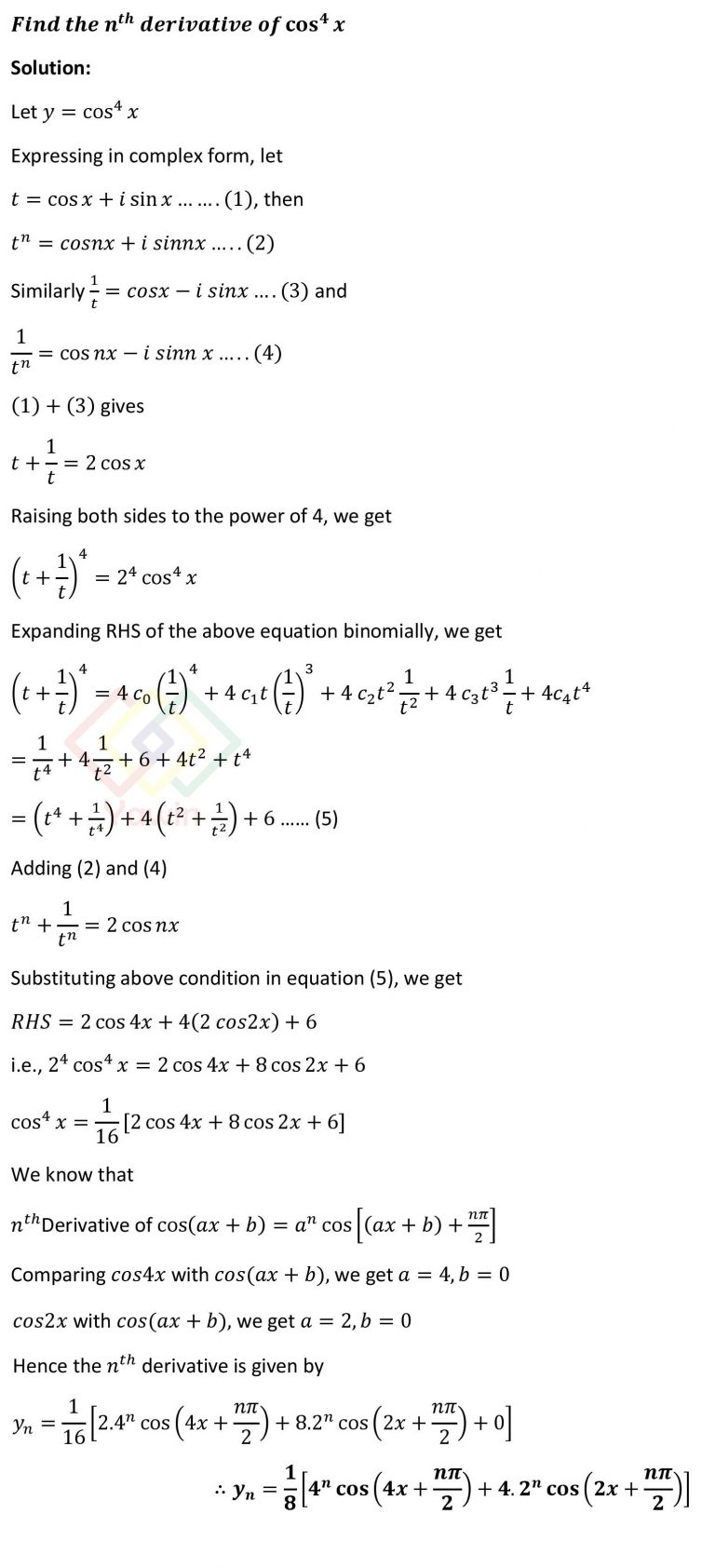 Find The Nth Derivative Of Cos 4x Yawin