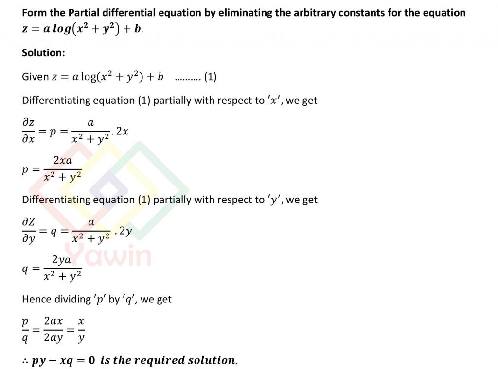 Form The Partial Differential Equation By Eliminating The Arbitrary ...