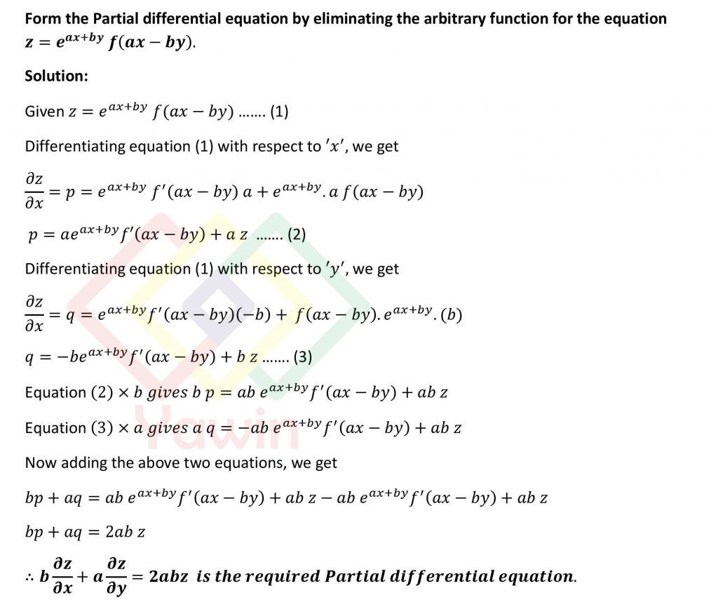 Form The Partial Differential Equation By Eliminating The Arbitrary ...