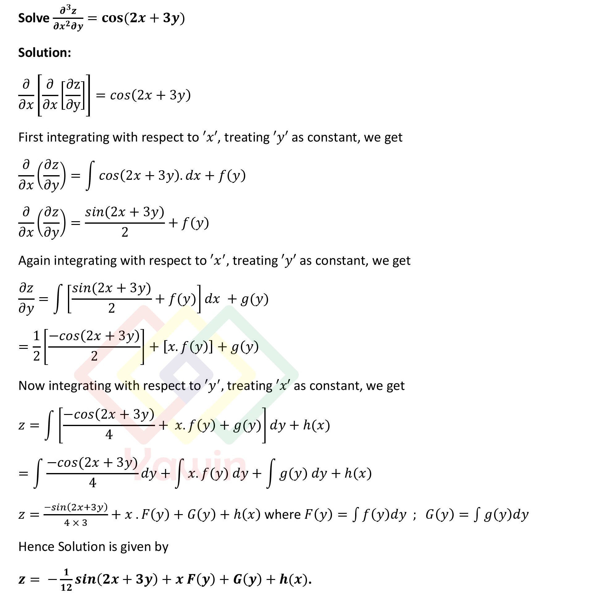 Solve non-homogeneous Partial Differential Equation (del^3 z) / (del x ...